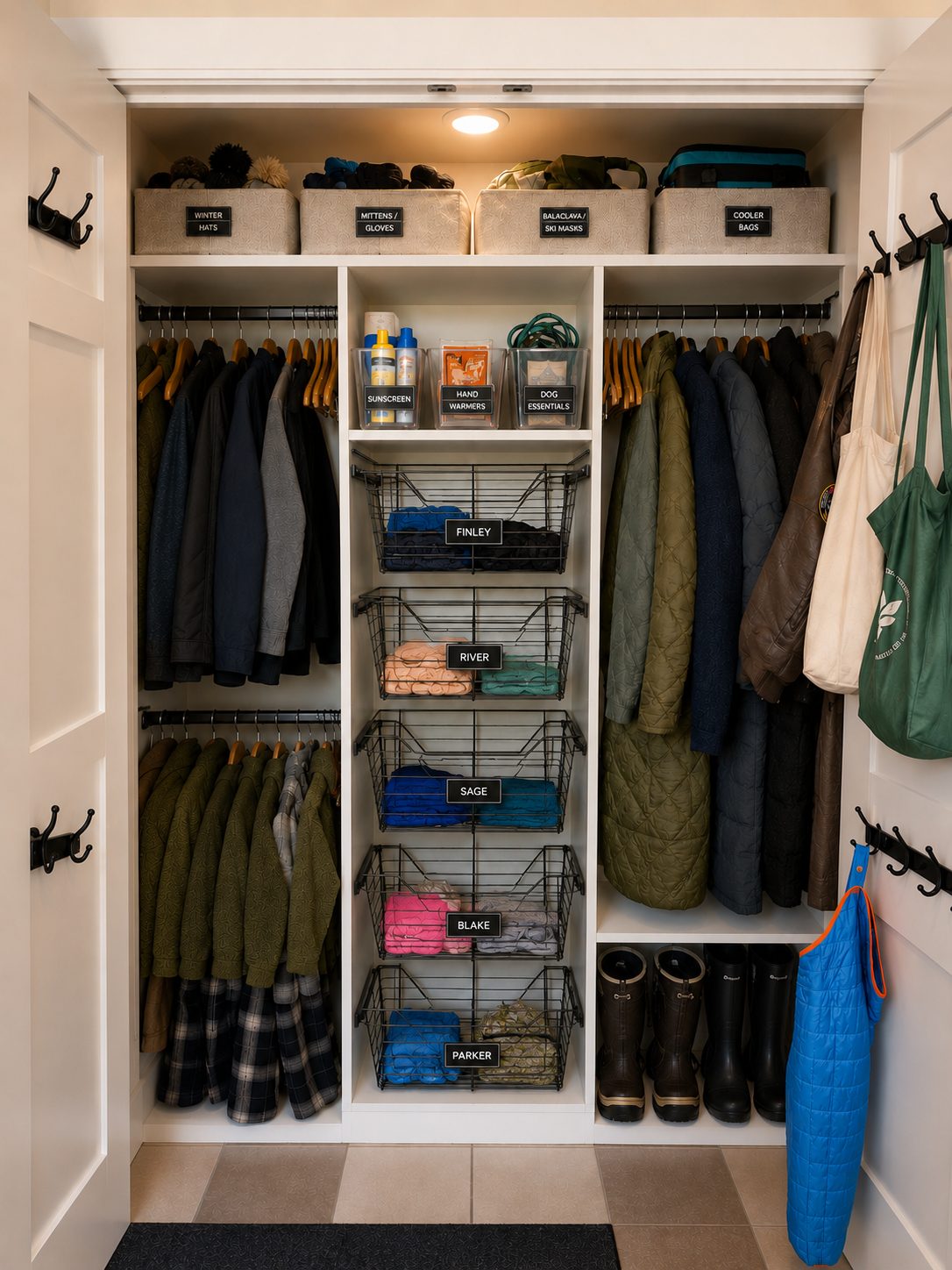 Mudroom — organized home detail